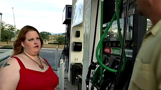 Cute BBW at the Gasoline Station