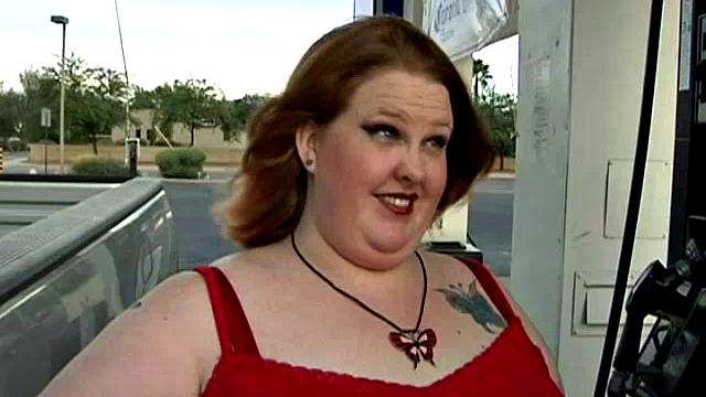 Cute BBW at the Gasoline Station