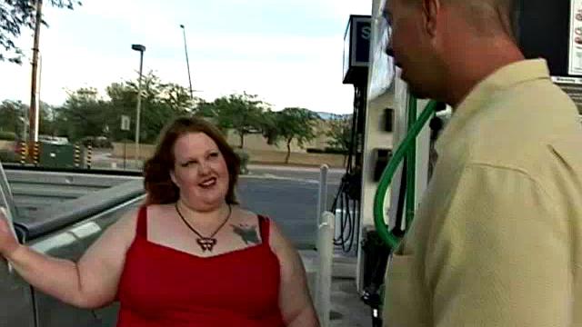 Cute BBW at the Gasoline Station