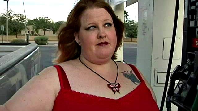 Cute BBW at the Gasoline Station