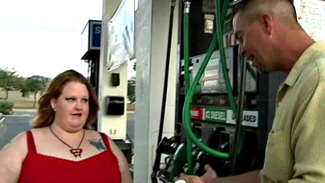 Cute BBW at the Gasoline Station