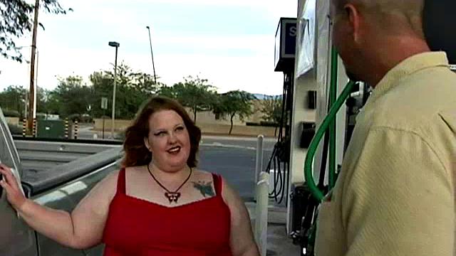 Cute BBW at the Gasoline Station