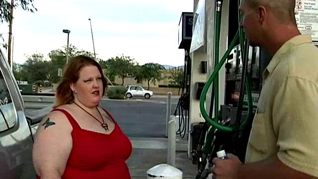 Cute BBW at the Gasoline Station