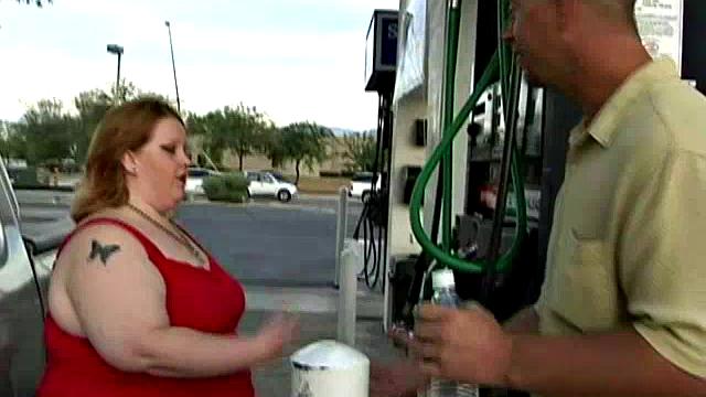 Cute BBW at the Gasoline Station