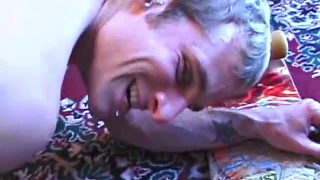 Torque sits with Matthew Matters and starts to suck his dick. The boys trade blowjobs, then Matthew slides deep inside Torque, who grasps at the rug as he's fucked hard.