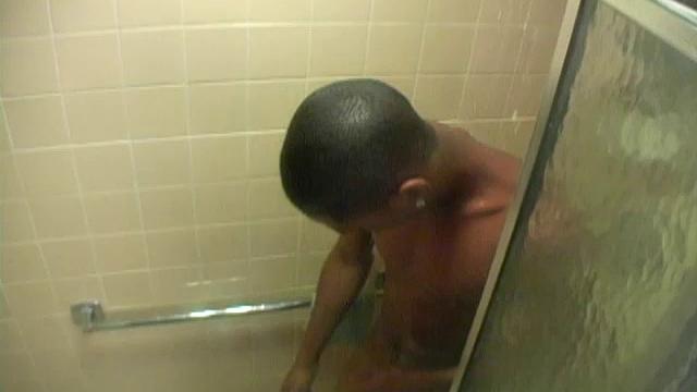 Tyreice Wells is back at it again, and this time he's jacking off in the shower. He's got a hot body and a 9 inch cock that loves getting stroked.