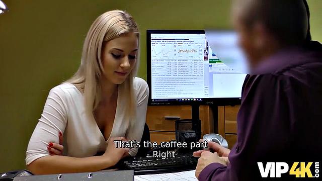 VIP4K. Needing a loan makes a stunning beauty get off with hung dude