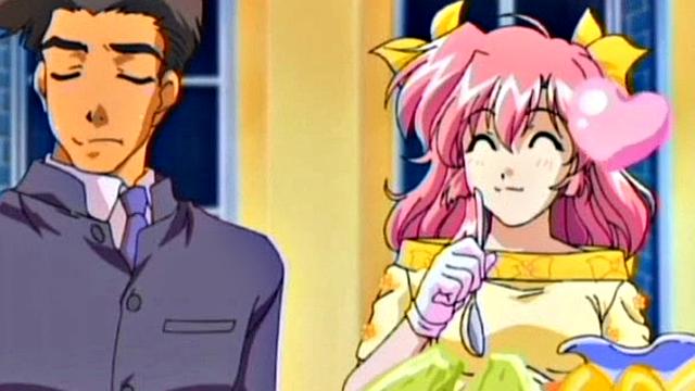 аниме-рыжая с огромными сиськами страстно скачет на члене на лестнице