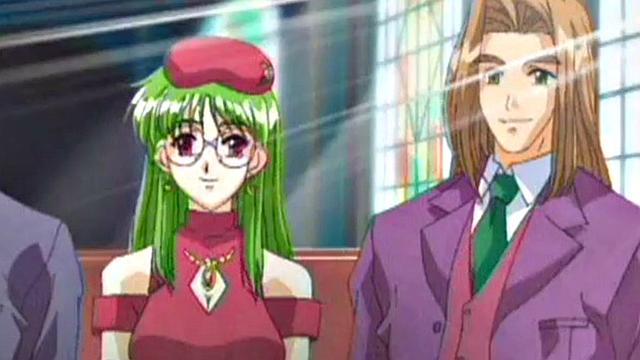 аниме-рыжая с огромными сиськами страстно скачет на члене на лестнице