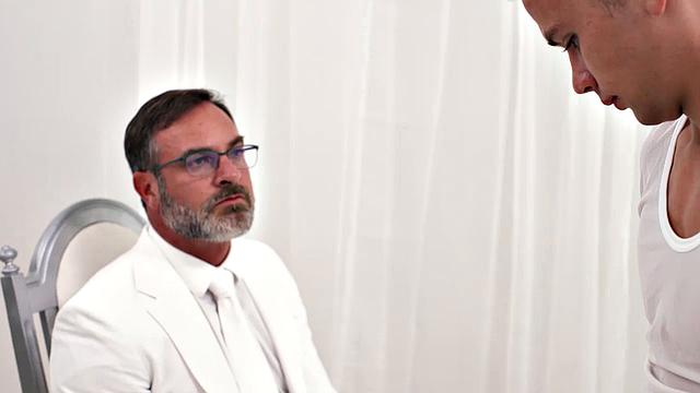 new missionary can't resist stroking his cock thinking about the hot bearded bishop