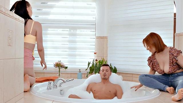 Cockhungry ginger bae pounded in 3way after deepthroat