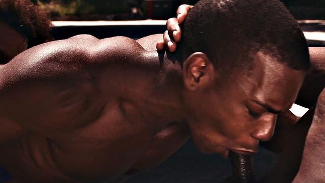 Black jock pounding in outdoor after swimming