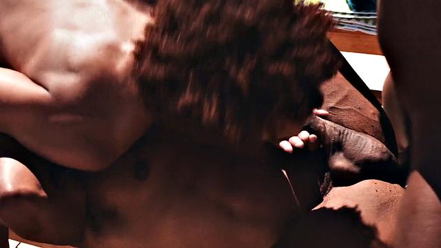 Black jock pounding in outdoor after swimming