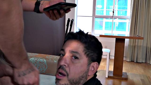 Jules gets naked on the sofa, before daddy moves in to suck his dick. Once he has the boy boned up, Ferdinan gets on all fours so Jules can lick his fat ass. Then Jules slides in and gives the mature man a deep bareback ass fucking.