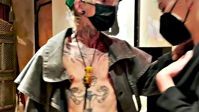 Inked masc gf nipple sucked and kissed by boyfriend