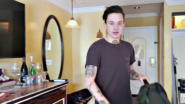 Inked masc gf nipple sucked and kissed by boyfriend