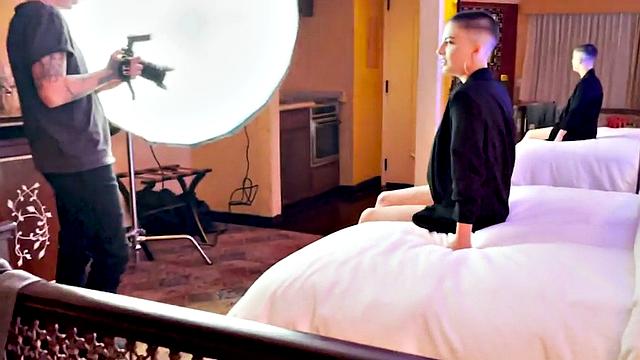 Inked masc gf nipple sucked and kissed by boyfriend