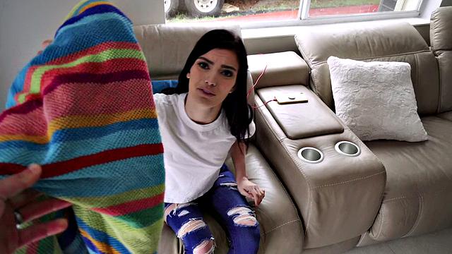 Pale Cutie Tastes Married Cock in Tshirt and Hair Outdoors