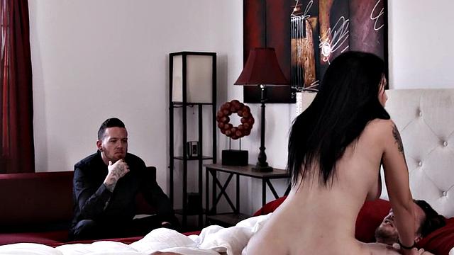 Dirty babe loves fucking big dick while blowing it