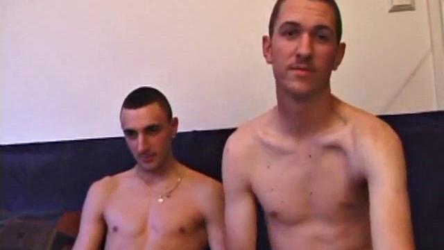As amateurs Dion Monei and Casper Cox watch a porn video, they chat about the girls in the flick and rub their crotches. Clothes come off, cocks come out, and lube goes on.