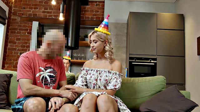 HUNT4K. Blonde has anal sex with stranger while her man watches