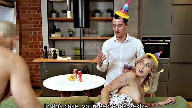 HUNT4K. Blonde has anal sex with stranger while her man watches