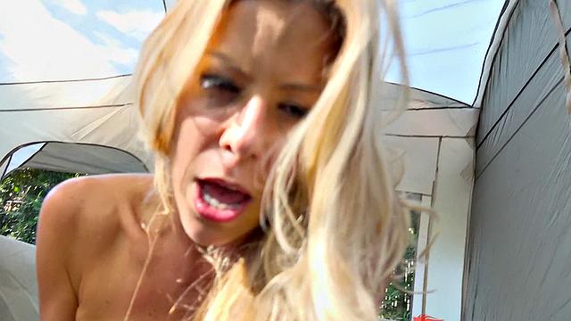 Slutty Cuckolds in High Heels Get Pounded Doggy-Style in the Campground