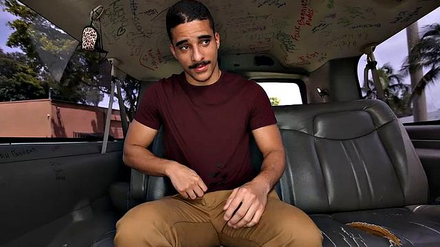 Real straight guy involved in gay action in public outdoor van