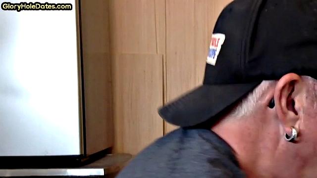 Greedy gloryhole sucker blows in homemade closeup