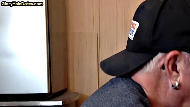 Greedy gloryhole sucker blows in homemade closeup