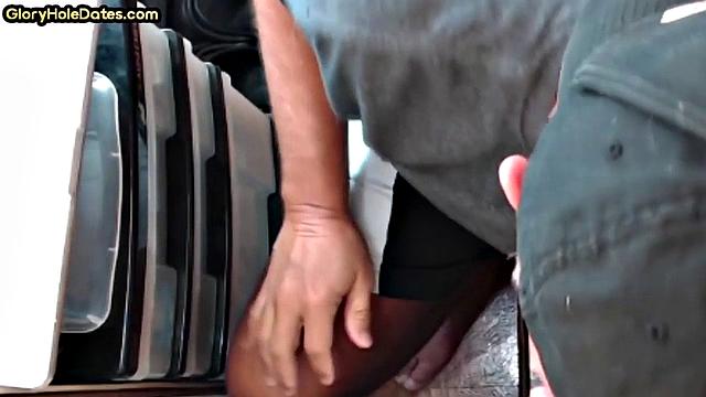 Greedy gloryhole sucker blows in homemade closeup