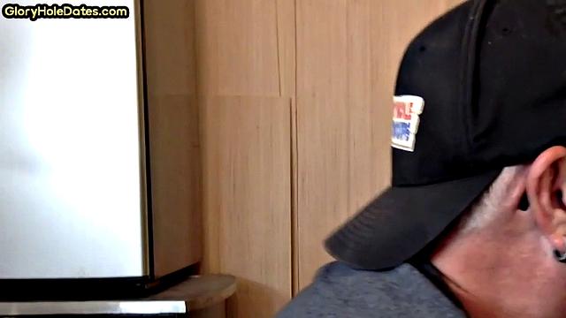 Greedy gloryhole sucker blows in homemade closeup