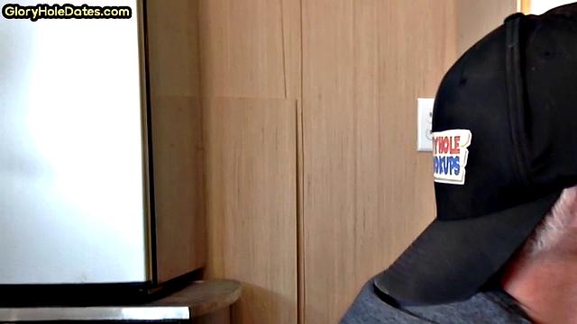 Greedy gloryhole sucker blows in homemade closeup