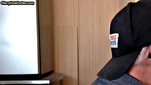 Greedy gloryhole sucker blows in homemade closeup