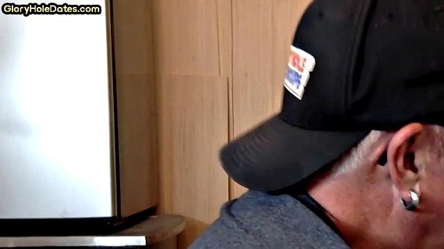 Greedy gloryhole sucker blows in homemade closeup