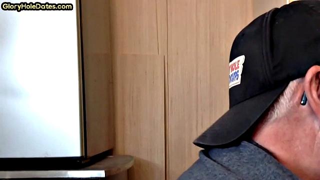 Greedy gloryhole sucker blows in homemade closeup