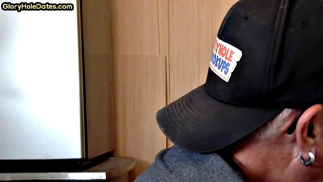 Greedy gloryhole sucker blows in homemade closeup