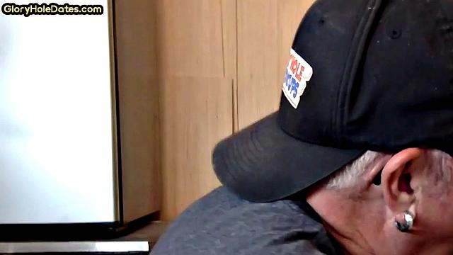 Greedy gloryhole sucker blows in homemade closeup