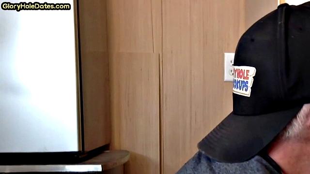 Greedy gloryhole sucker blows in homemade closeup