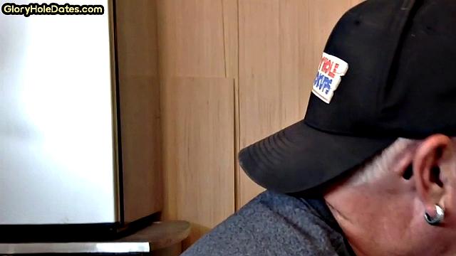 Greedy gloryhole sucker blows in homemade closeup