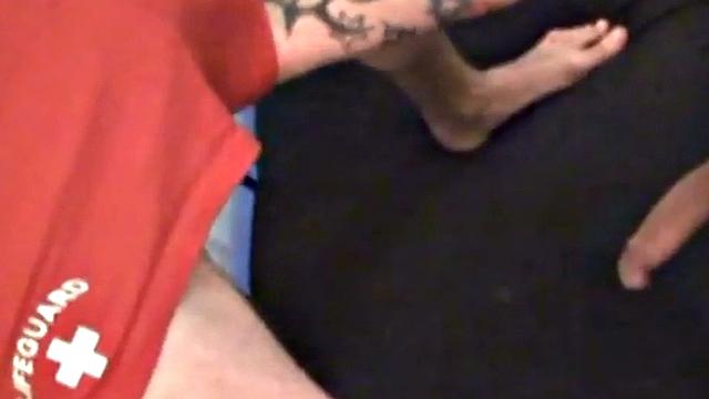 Tattooed German studs enjoy cocksucking and kissing at their!
