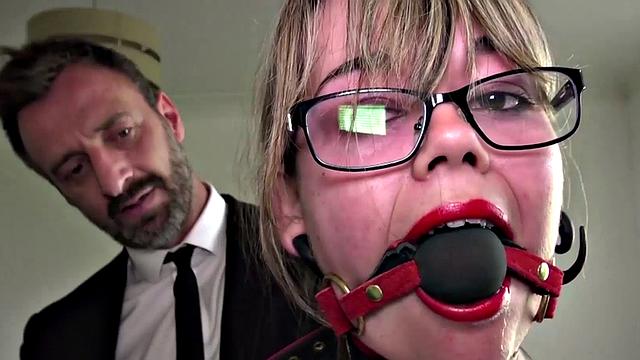 Chubby sub restrained and hammered by maledom Pascal White