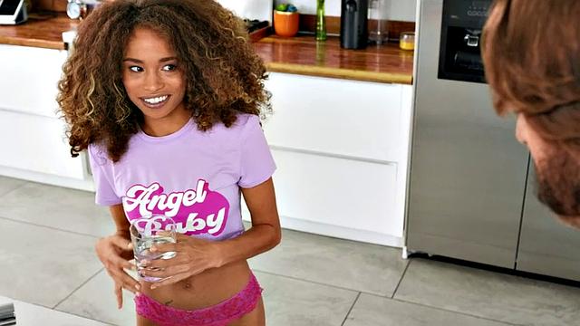 Petite lez Nubian teen licks hairycunt of busty redhead MILF