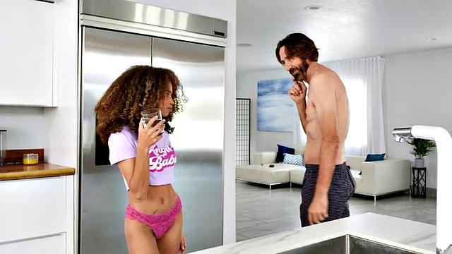 Petite lez Nubian teen licks hairycunt of busty redhead MILF