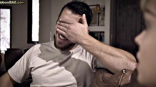 Cutie babe riding her lover on sofa