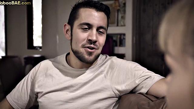 Cutie babe riding her lover on sofa