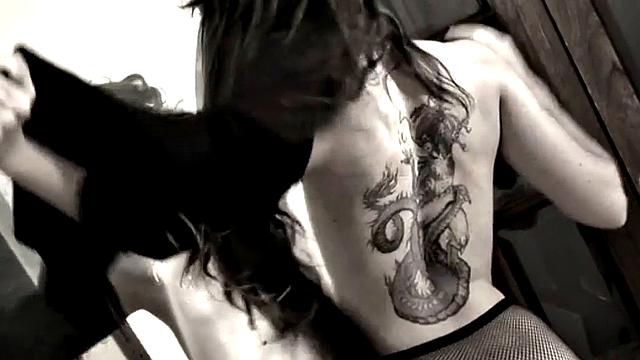 Stockinged Nina Strips Off