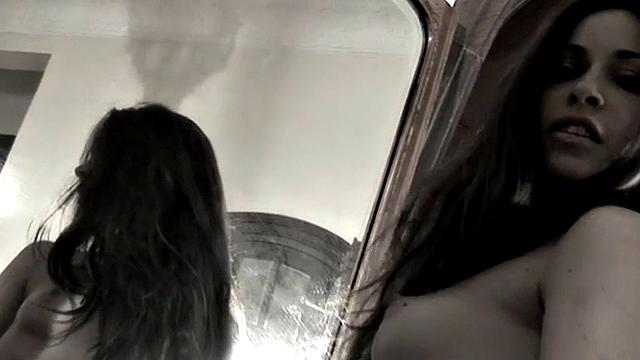 Stockinged Nina Strips Off