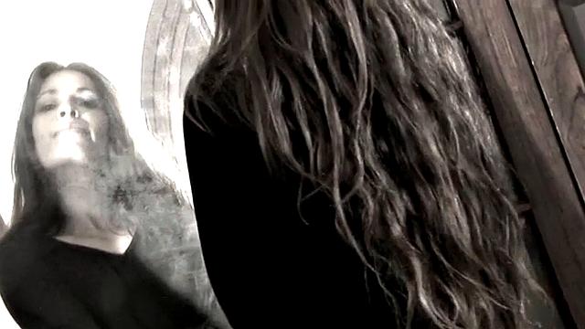 Stockinged Nina Strips Off