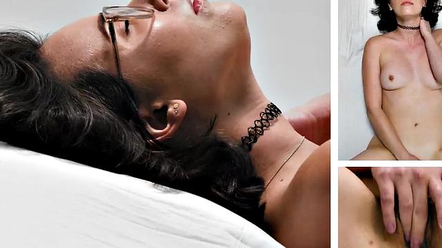 Casting nersy babe masturbates her pussy until orgasm